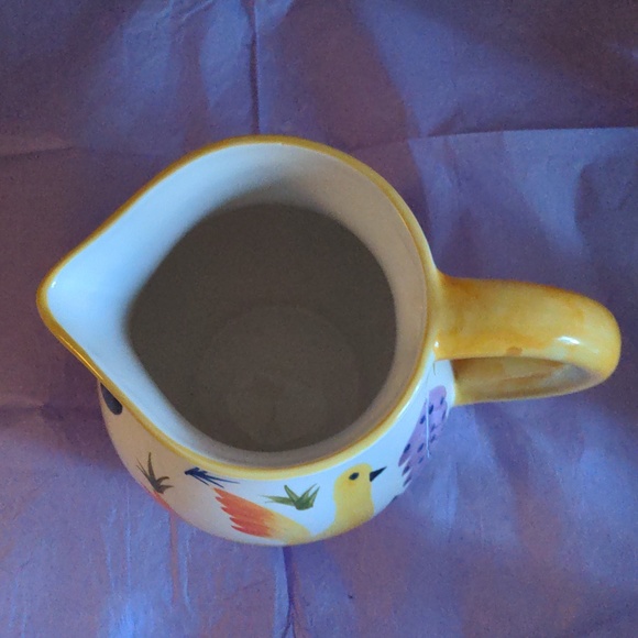 Susan Sargent Vintage Signed Earthenware Yellow Bird Hand Painted Pitcher Italy - Picture 5 of 6